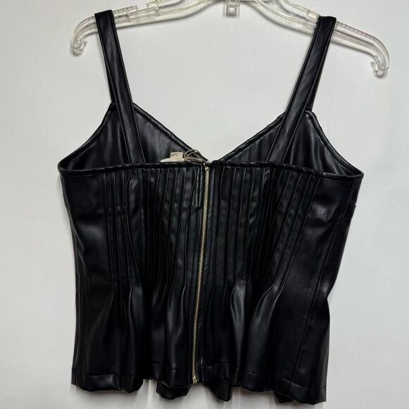 Anthropologie Let Me Be Faux Leather Pintucked Black Bustier Cami S NWT - Picture 14 of 15